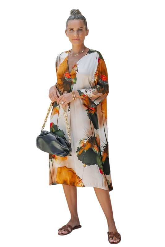 Painted Flower Shirt Dress