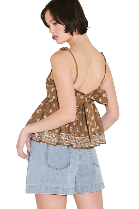 Paisley Print Top - Brown
