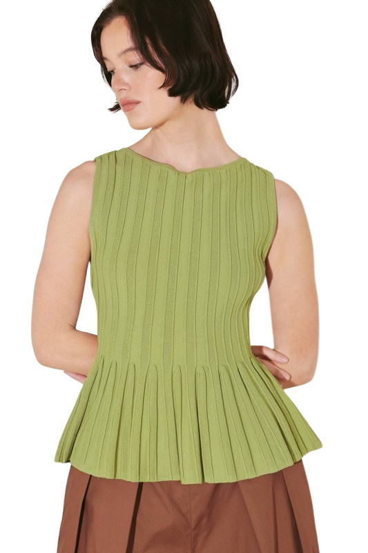 Olive Knit Peplum Top