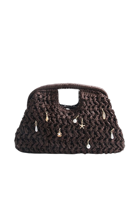 Raffia Clutch w/ Charms