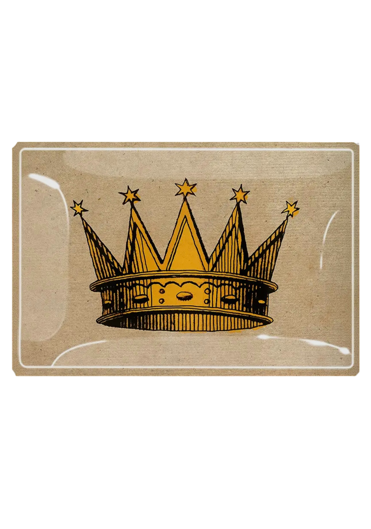 17th Century Crown Decoupage Glass Tray