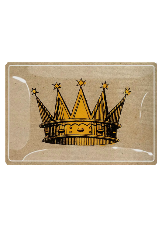 17th Century Crown Decoupage Glass Tray