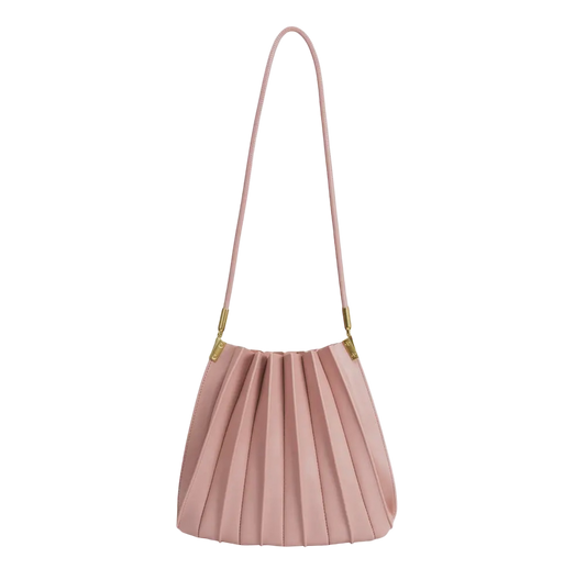 Carrie Blush Pleated Vegan Shoulder Bag