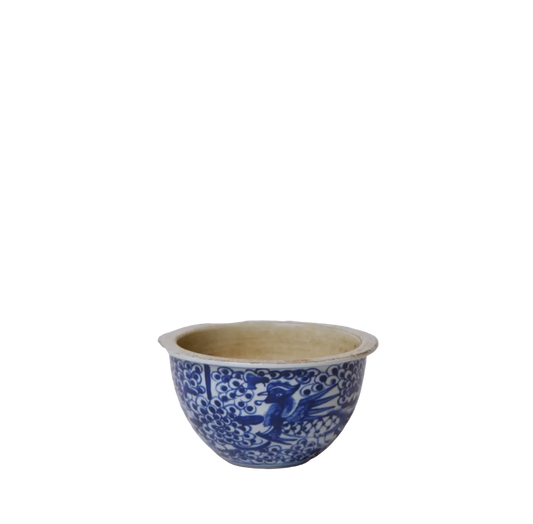 Tiny Blue & White Phoenix Cachepot