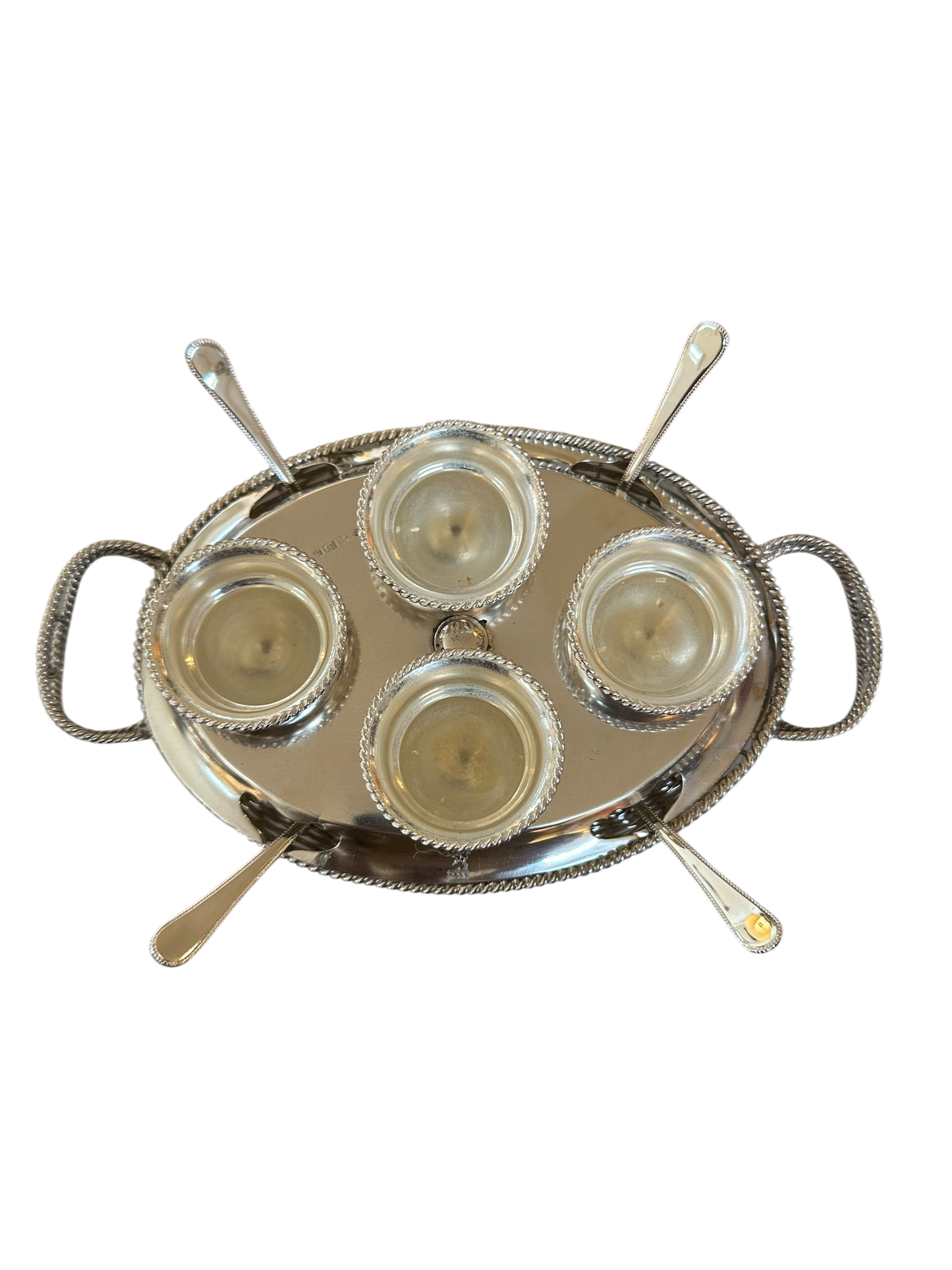 Wicker Egg Cruet English Silver Plate c. 1850