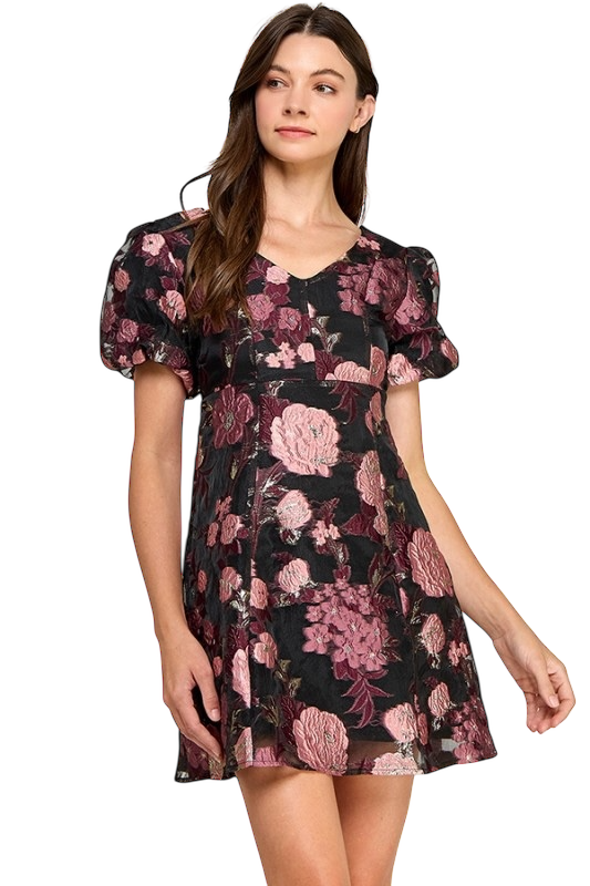 Maroon Rose Jacquard Mini