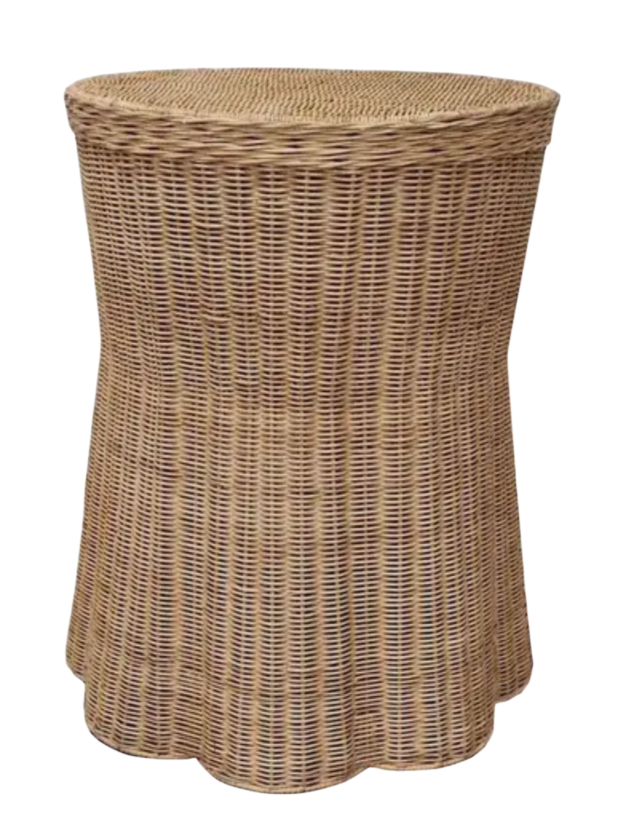 Scalloped Wicker End Table