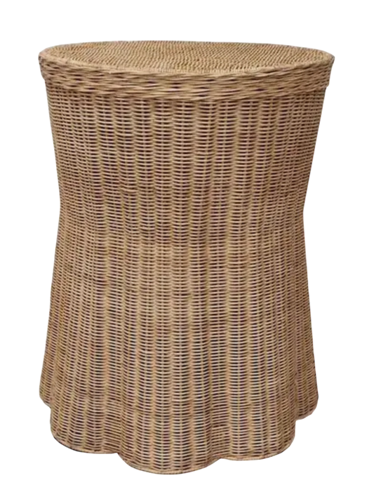Scalloped Wicker End Table