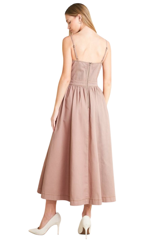 Twill Midi Dress - Washed Pink