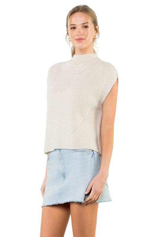 Cap Sleeve Sweater in Cream