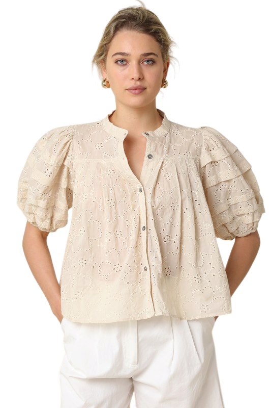 Tiered Puff Sleeve Blouse