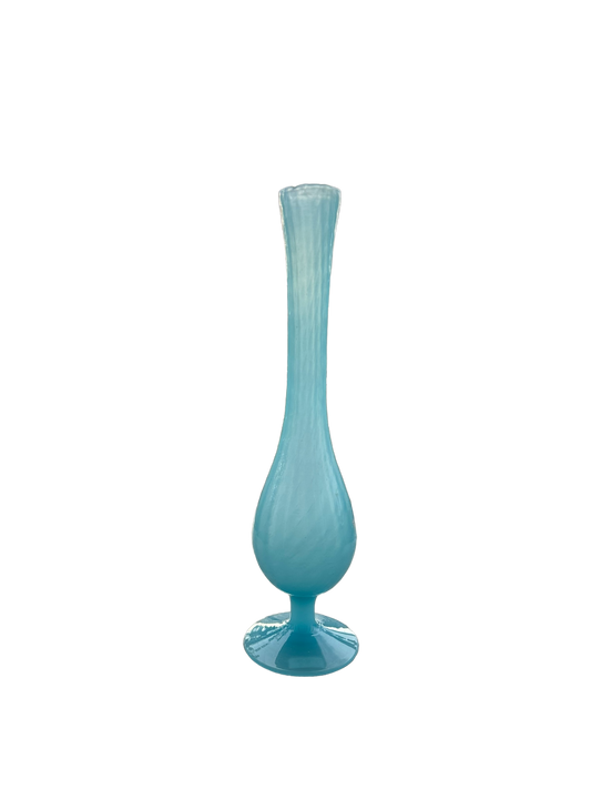 Blue Opaline Bud Vase - Swirl