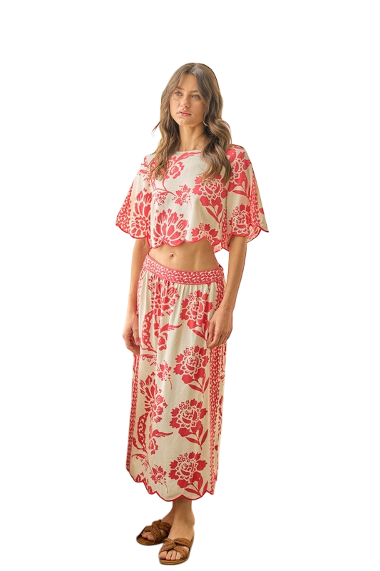 Wavy Hem Top in Scarlet