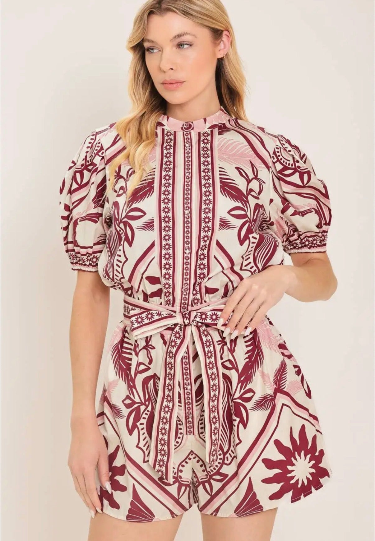 Burgundy Pattern Romper