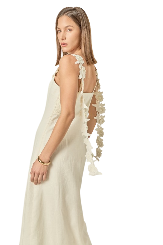 Flower Strap Detail Midi Dress