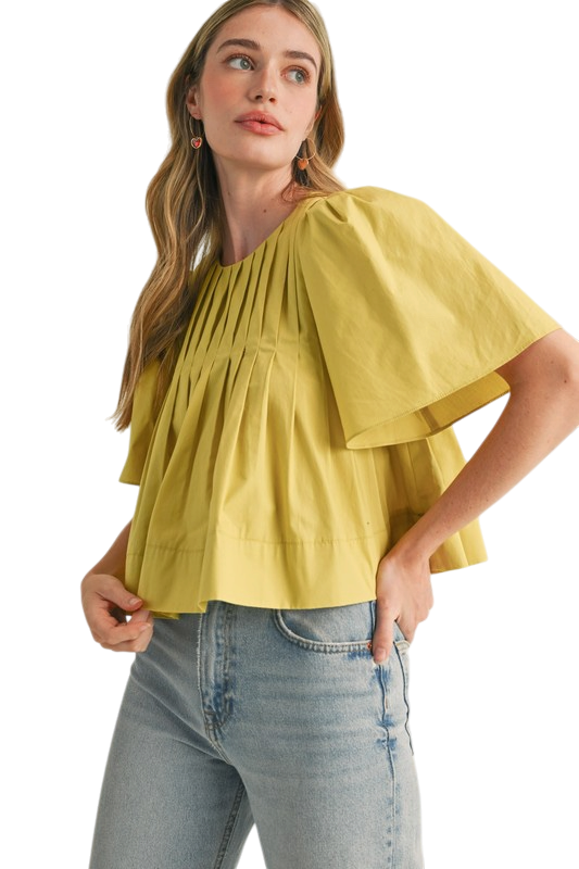 Pleated Short Sleeve Top - 3 Colors!