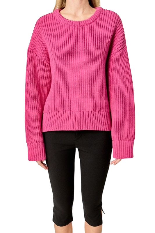 Oversize Ribbed Sweater - Magenta