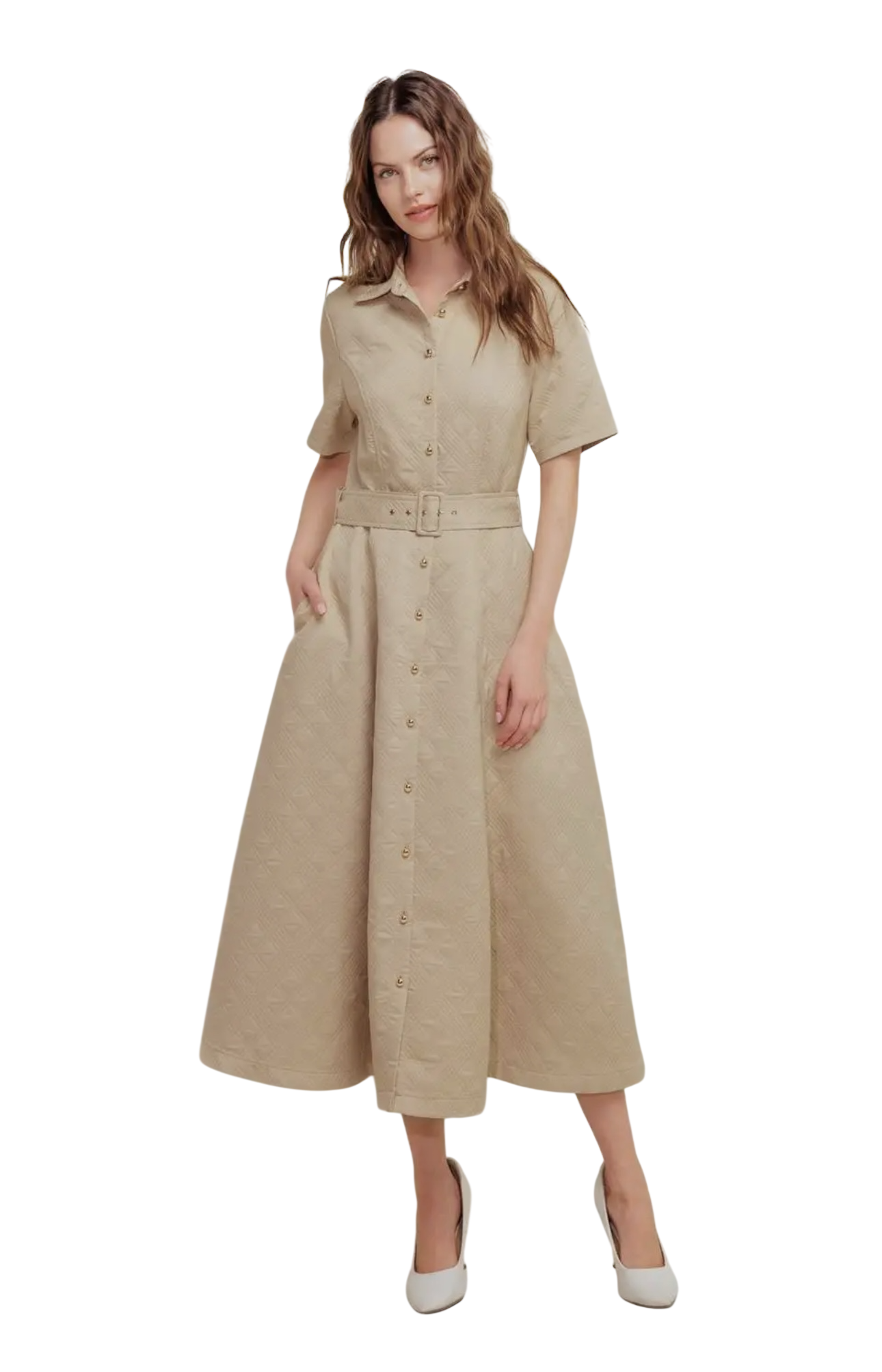 Short Sleeve Quilted Midi