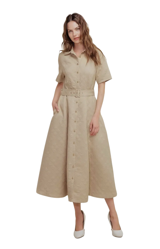 Short Sleeve Quilted Midi