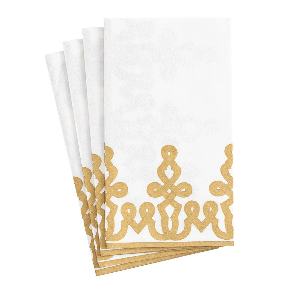 Dessin Paper Linen Guest Towel Napkins in Gold - 12