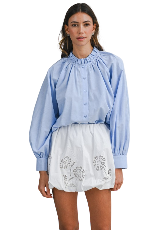 Eyelet Bubble Mini Skirt