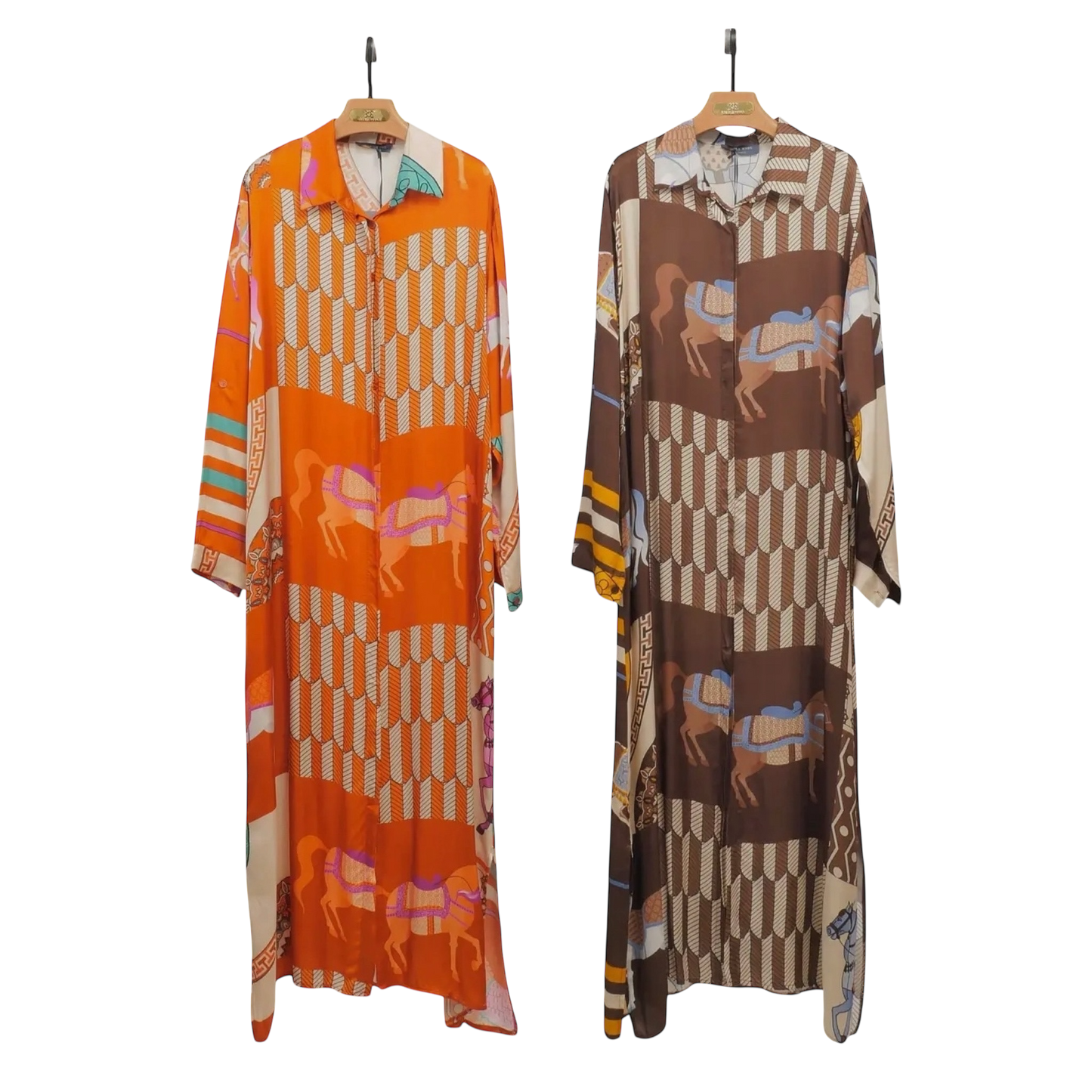 Equestrian Print Shirt Dress - Two Colors!