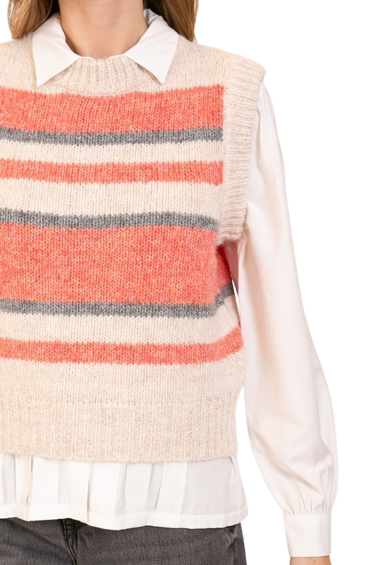 Striped Sleeveless Sweater Vest