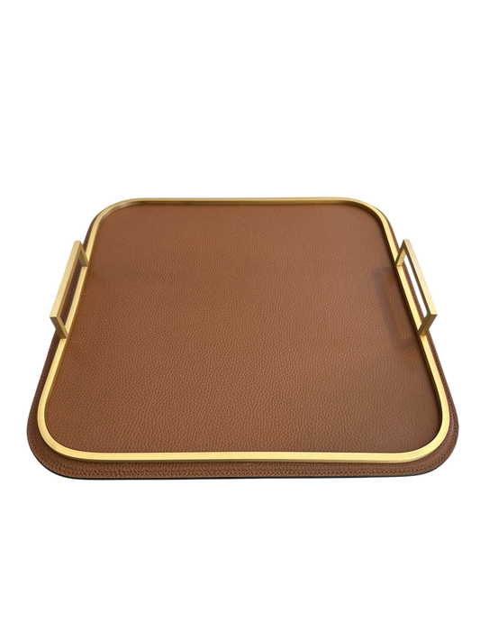 Small Square Bellini Tray / Brass Handles