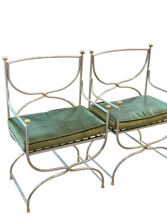 Pair of Mid-century Italian Iron Armchairs