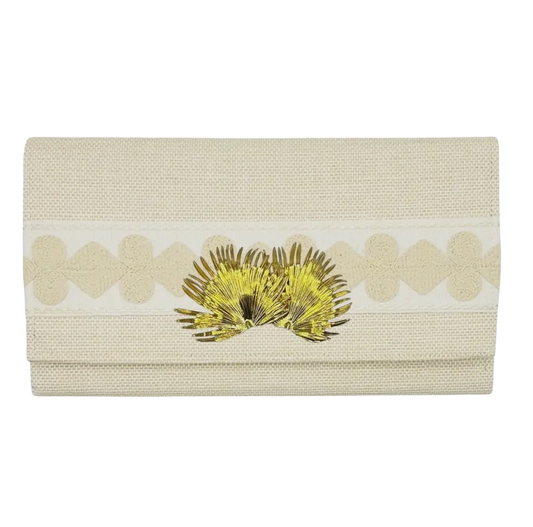 Thibaut Grass Cloth Clutch with Palm Fronds