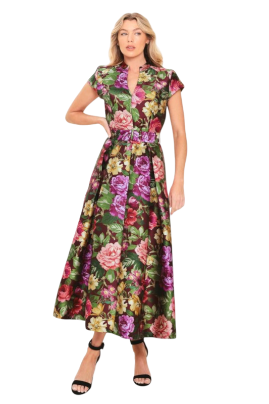 Multicolor Floral Jacquard Maxi