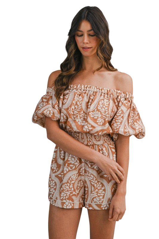 Paisley Off Shoulder Romper