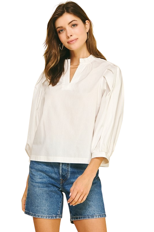 Balloon Sleeve Poplin Blouse