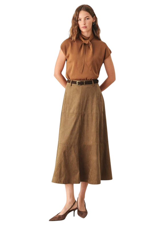 Suede Midi Skirt