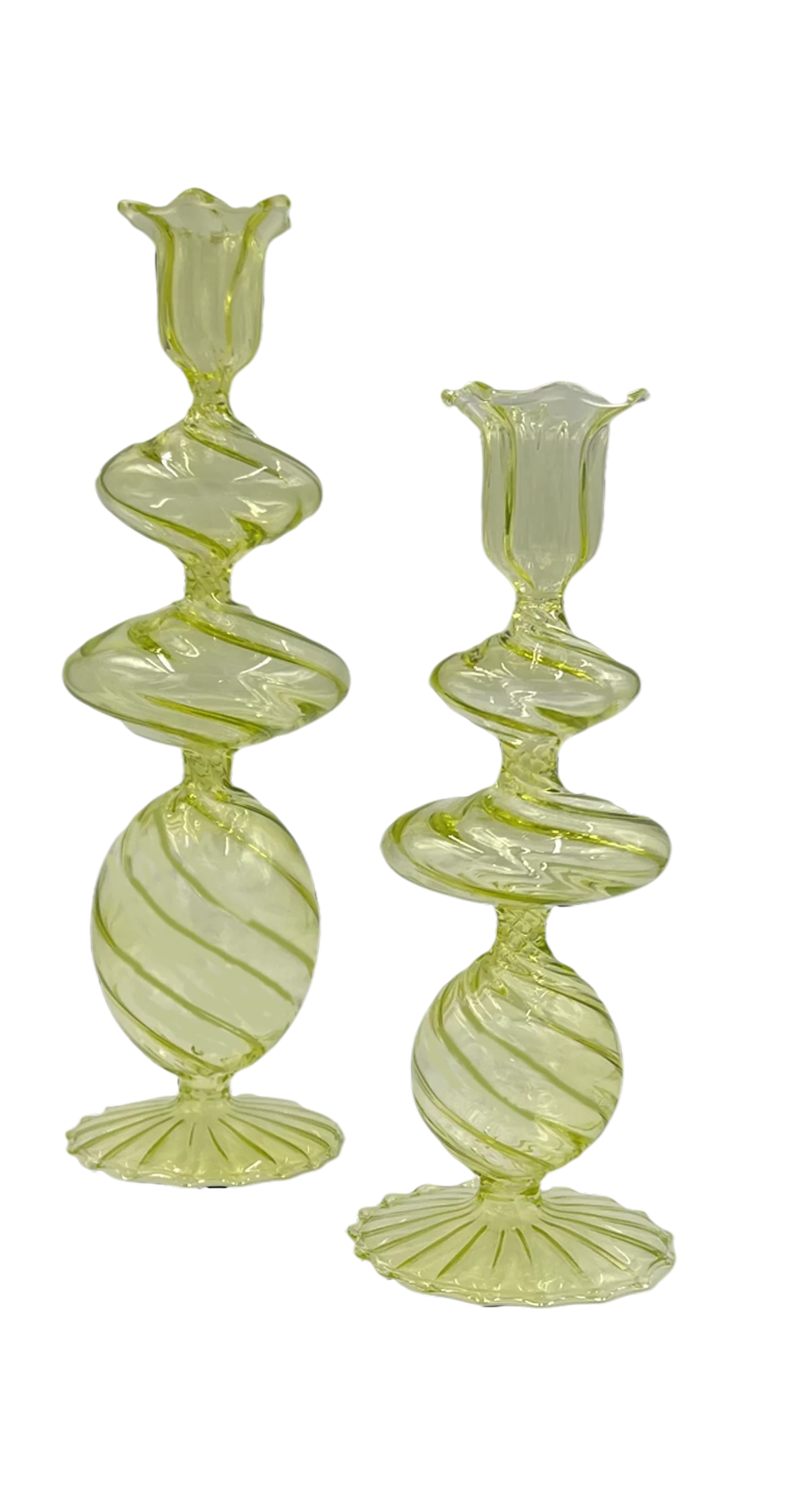 Swirl Glass Candlesticks - Pair