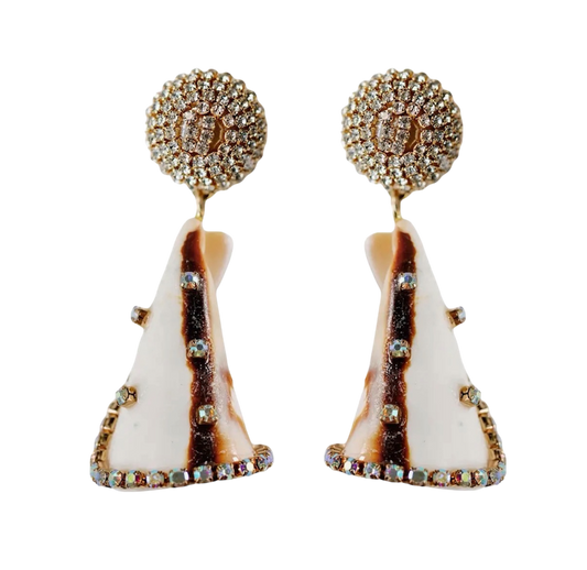 Diamond Shell Drop Earrings