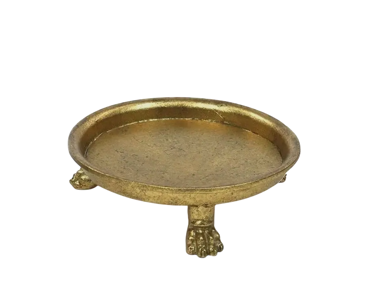 Large Claw Foot Round Dish with Gold Leaf