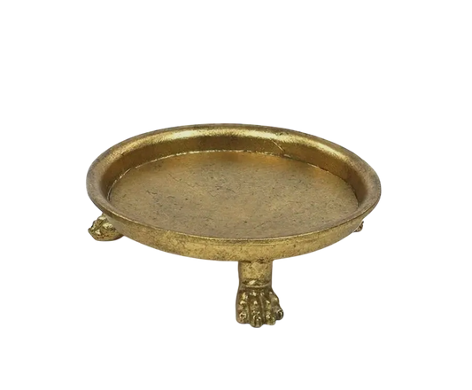 Large Claw Foot Round Dish with Gold Leaf