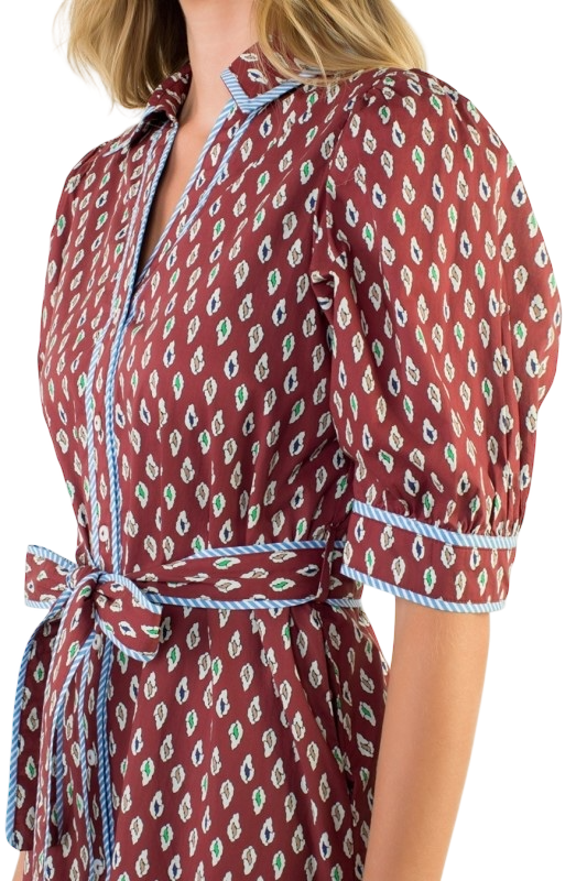 Contrast Trim Midi in Burgundy