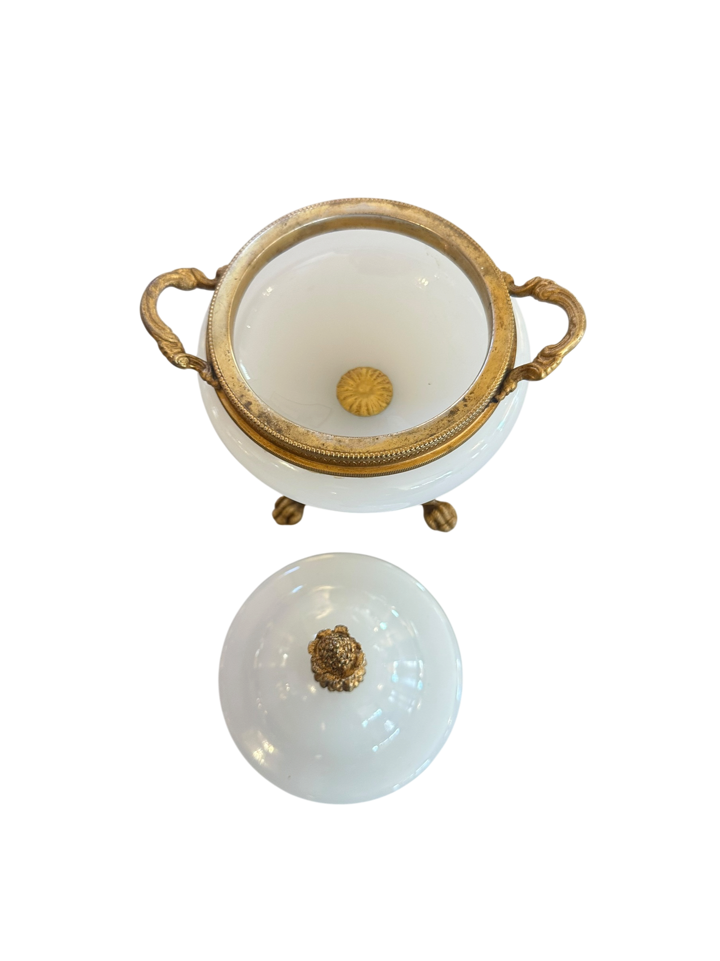 Antique Opaline Box with Pedestal