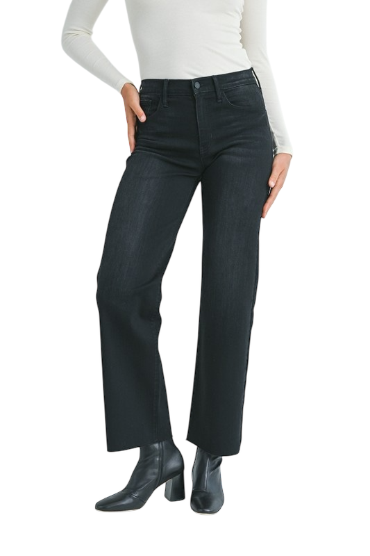 Slim Palazzo Scissor Cut Jean - Black