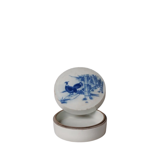 Blue & White Pheasant Pair Ink Box