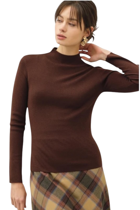 Mock Neck Knit Top - 2 Colors