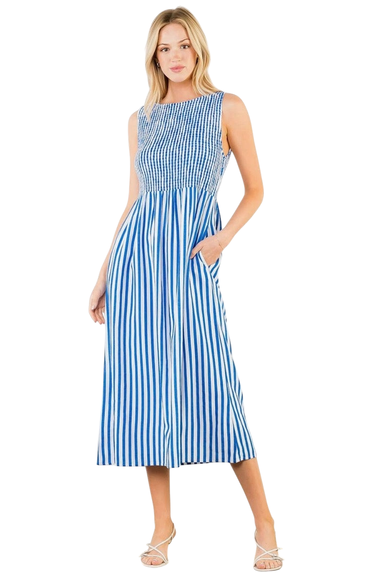 Sleeveless Striped Midi Dress