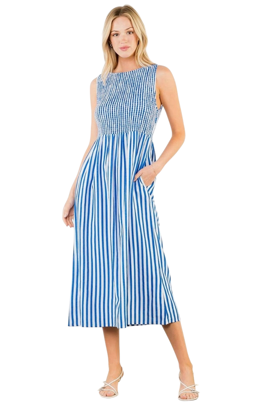 Sleeveless Striped Midi Dress