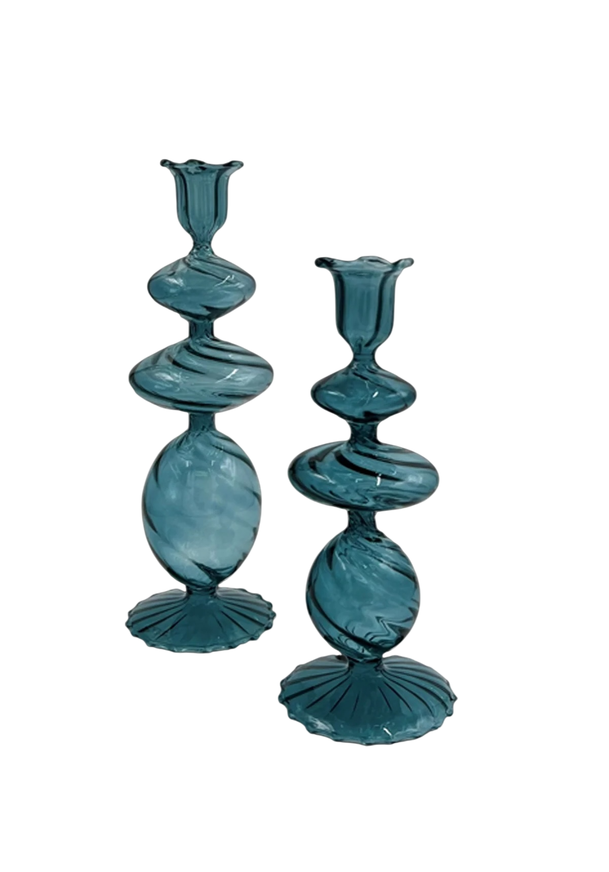 Swirl Glass Candlesticks - Pair