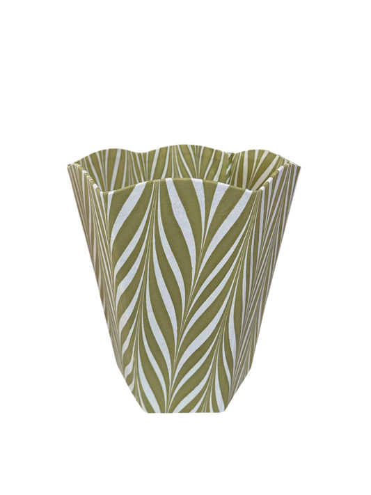 Marbled Scalloped Waste Bin - Moss Banyan