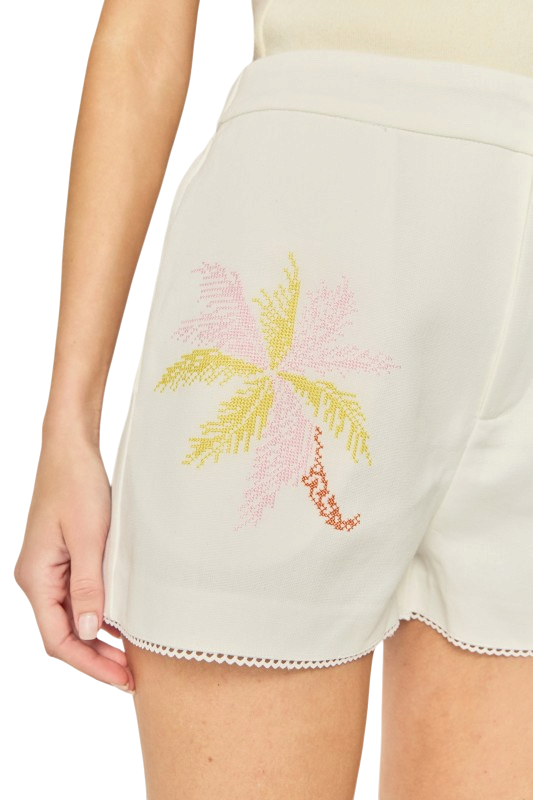 Tropical Embroidered Shorts