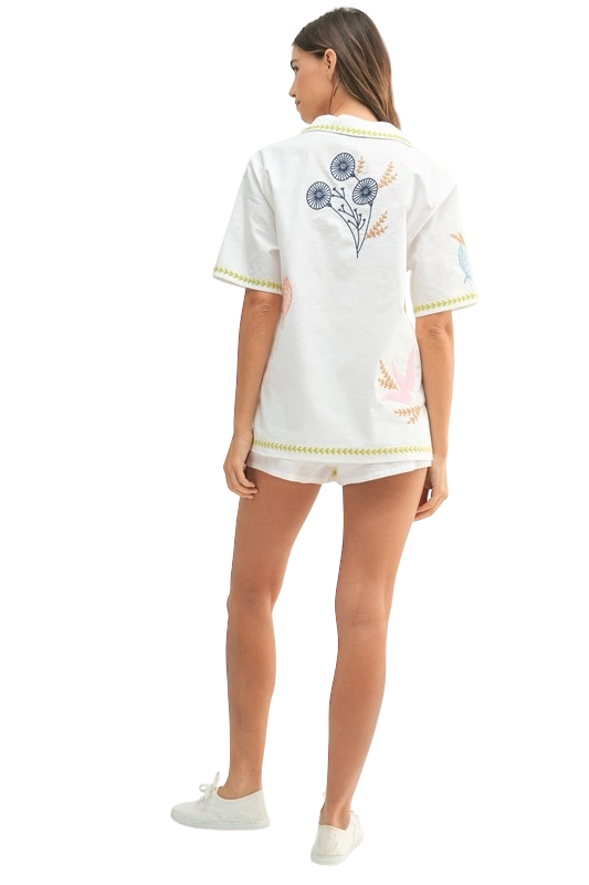 Lime Embroidered Shirt + Short Set