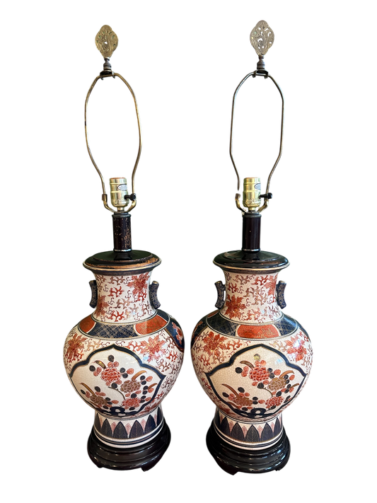 Pair of Vintage Japanese Imari Lamps